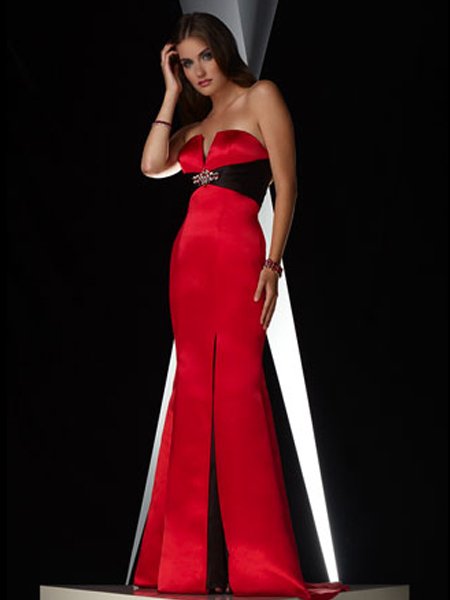Elegant Red Strapless Beading Empire Waist Evening Dress Cocktail Prom Bridesmaid Wedding