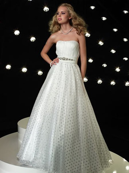 Custom- Strapless Beading Sequins Empire Waist Ruffles Ball Gown Cocktail Prom Bridesmaid Wedding