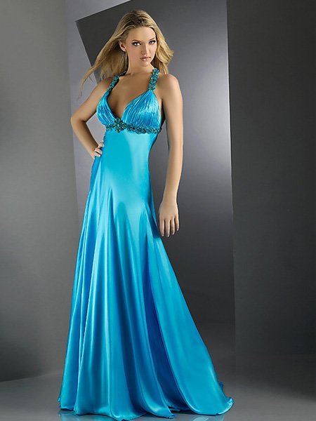 Hot Sale Elegant Blue V Neck Cross Straps Evening Dress Cocktail Prom Bridesmaid Wedding