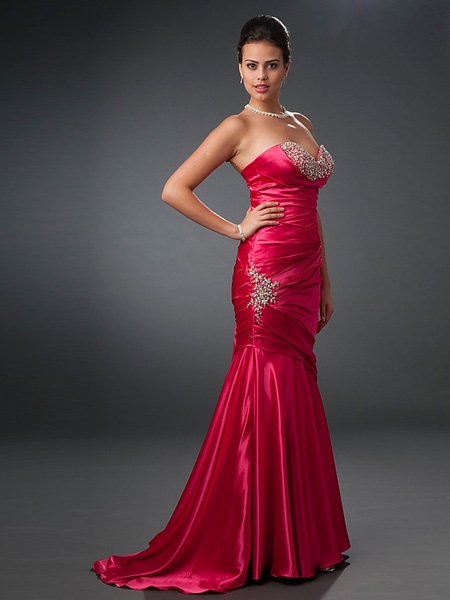 Hot Sale Elegant Fuchsia Strapless Sweetheart Evening Dress Cocktail Prom Bridesmaid Wedding