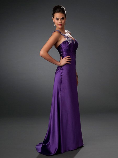 Hot Sale Elegant Purple One Shoulder Sweetheart Evening Dress Cocktail Prom Bridesmaid Wedding