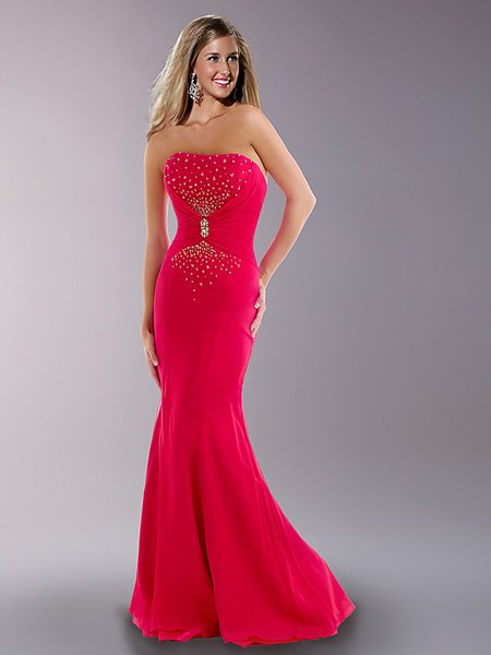 Hot Sale Elegant Fuchsia Strapless Tube Top Evening Dress Cocktail Prom Bridesmaid Wedding