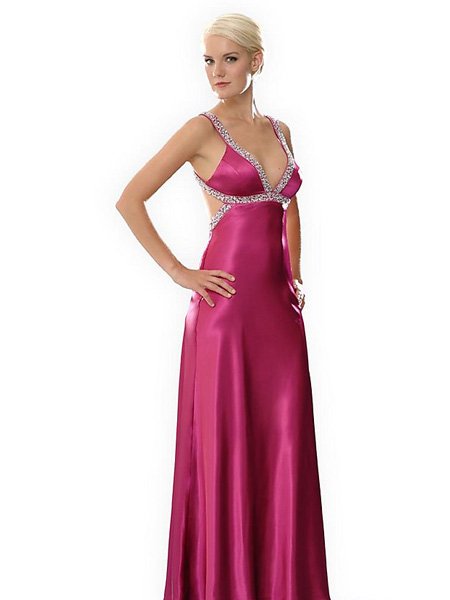 Sexy Elegant Fuchsia Spaghetti Straps V Neck Evening Dress Formal Cocktail Prom Bridesmaid Wedding