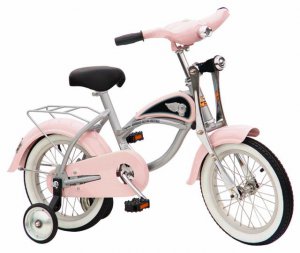 Morgan Cycle Girls Pink Bicycle W Training Wheels & Headlight 14" Ride on Steel Toy