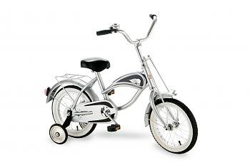 Morgan Cycle Silver Cruiser Bicycle With Training Wheels 14" Ride on Steel Toy