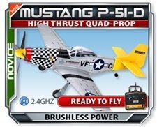 Mustang P51-D Large Scale EPO Version RTF RC Plane Electric Airplane New