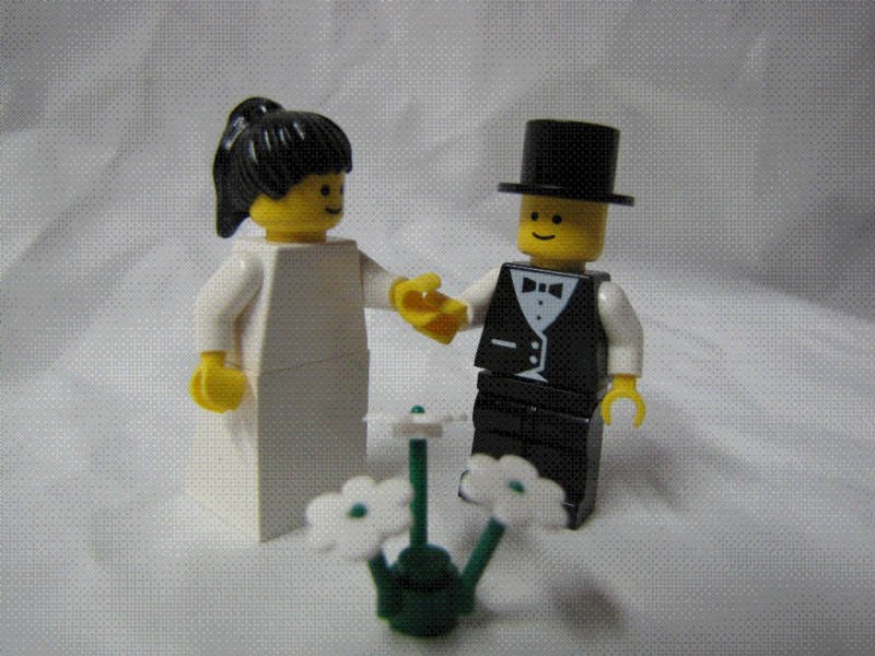 Lego BRIDE & GROOM Wedding Minifig Black Hair PONYTAIL