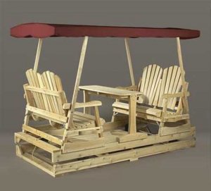 Rustic Natural Cedar Deluxe Garden Glider-Burgandy Top
