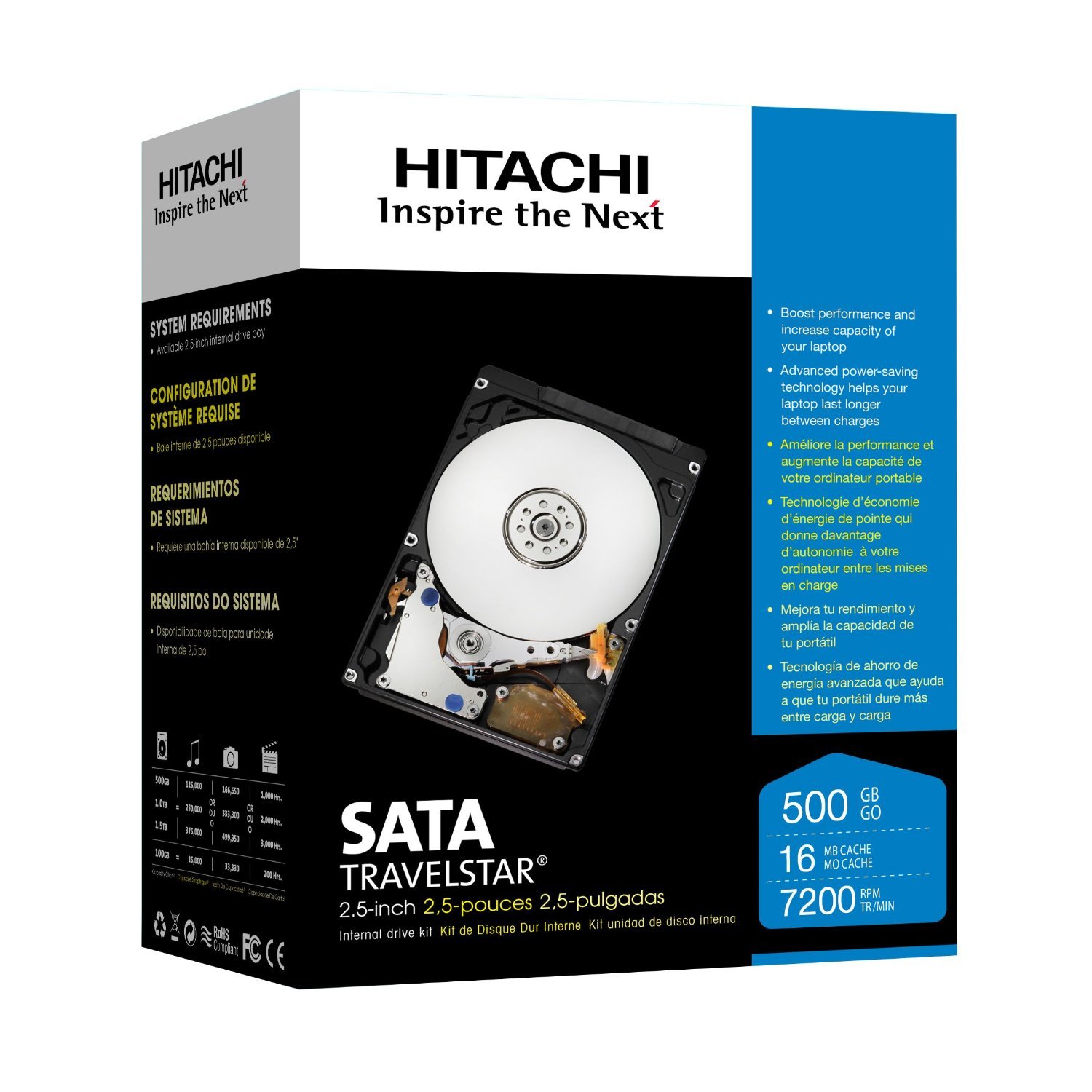 Hitachi 2.5" SATA 500 GB Internal Hard Drive 7200 rpm