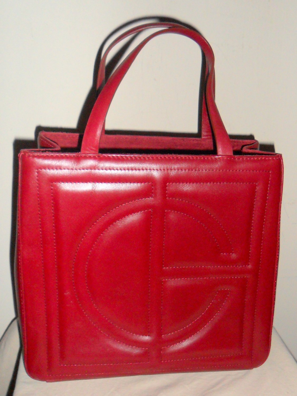 Cole Haan Red Monogram Quilted Tote Purse