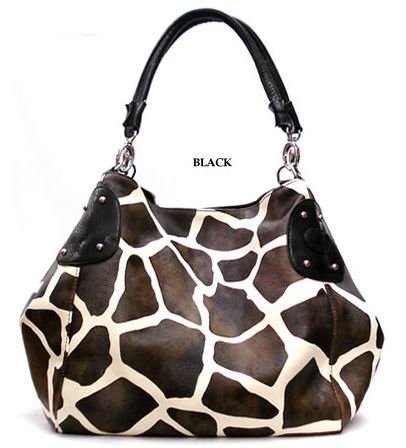 Large Giraffe Print Satchel Bag Handbag Purse