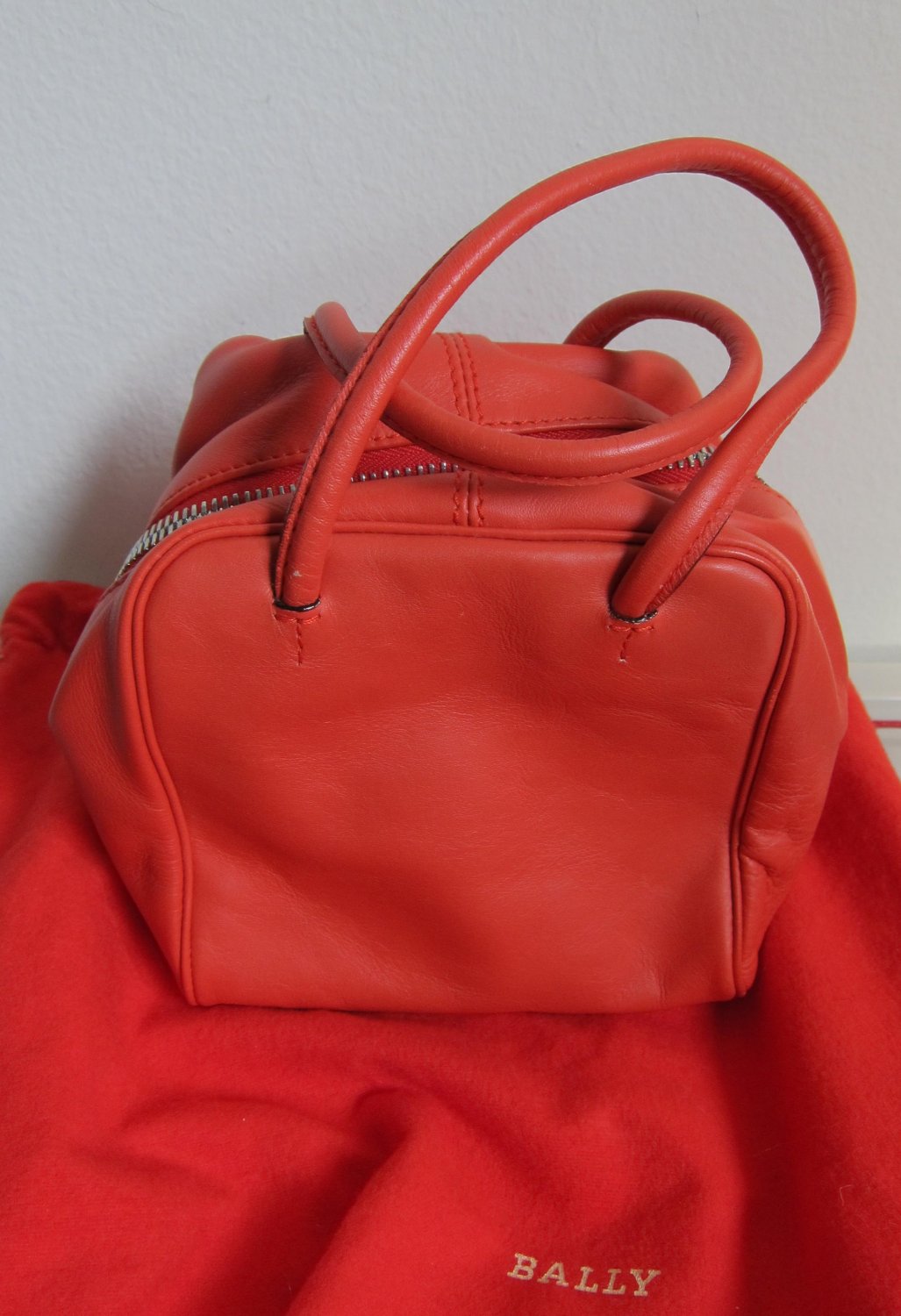 New small Bally vermilion handbag