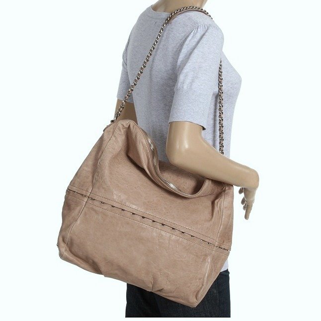 $595 Botkier Bleeker Hobo in Nude Lambskin Large Leather Bag NWT