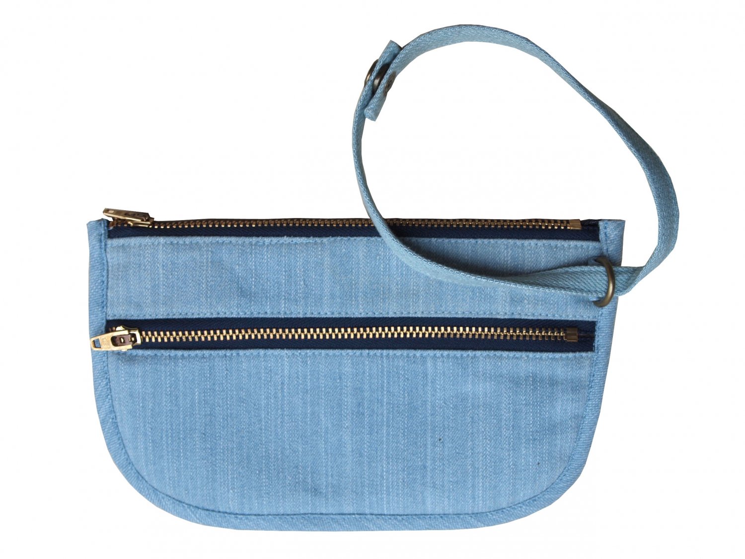 TonTubTim Duo zipper bag: Light Blue Jean-Red lining