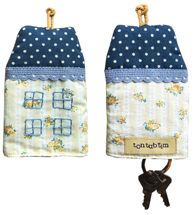 TonTubTim Home Sweet Home Key Holder / Key Fob (size s): Yellow