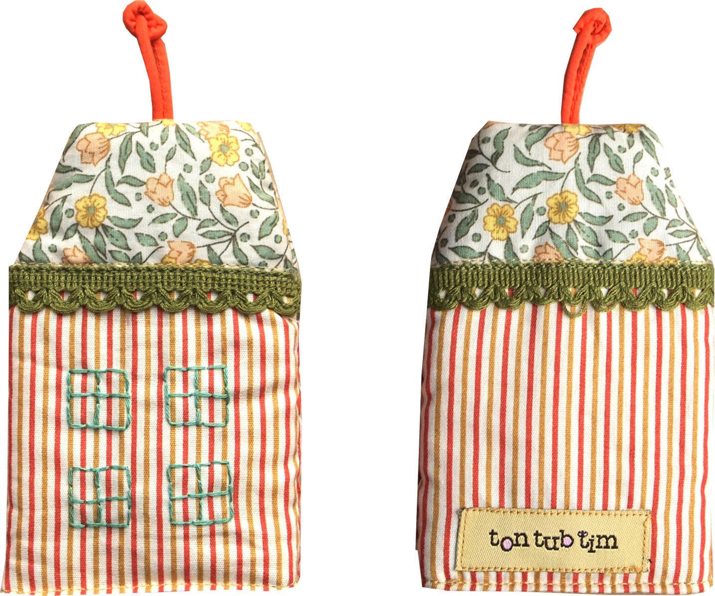 TonTubTim Home Sweet Home Key Holder / Key Fob (size s): Pin Stripe Orange
