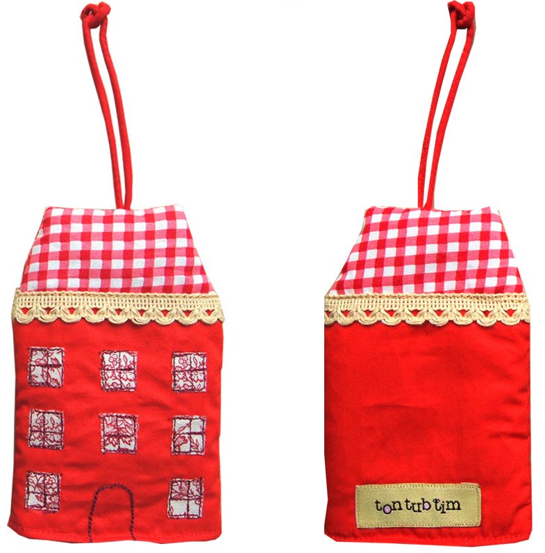 TonTubTim Home Sweet Home Key Holder / Key Fob (size L): Red
