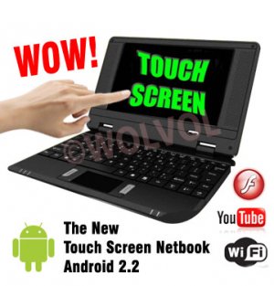TOUCH SCREEN Black 7inch Android Laptop Installed WiFi 4gb/256mb (Pouch Case, Charger, Mouse)