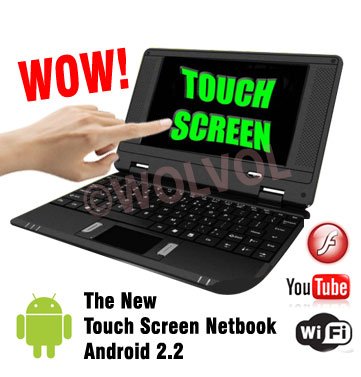 BLACK 7inch Android Touch Screen Laptop Installed WiFi 4gb/256mb (Pouch Case, Charger, Mouse)