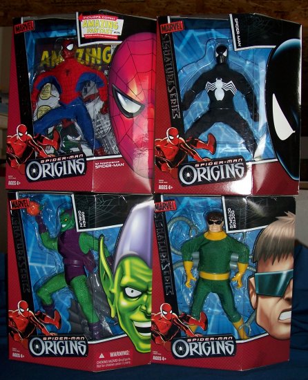 Spider-Man, Green Goblin, Doctor Octopus, and Black Costume Spidey Figures FREE SHIPPING