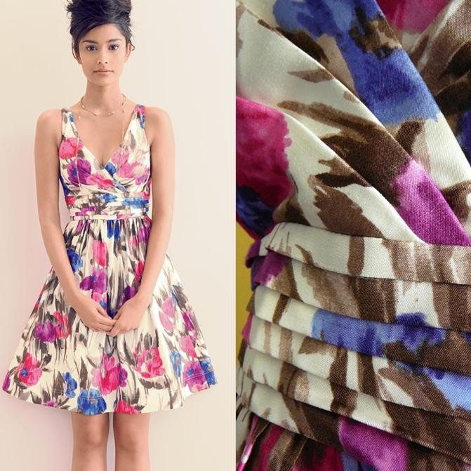 NWT Ivory Pink Purple Blue Painted Floral Print Garden Party Dress USD128 M 10