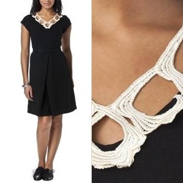 NWT Libertine for Target Black with Cream Cutout Lace Neckline Crepe Dress XS S
