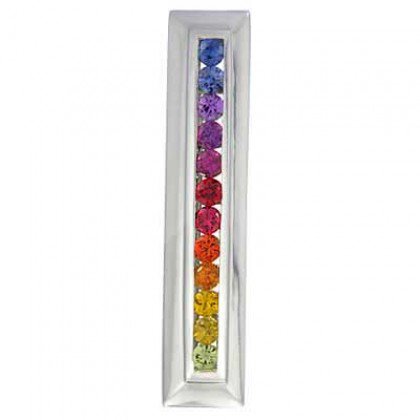 Rainbow Sapphire Line Pendant 925 Sterling Silver (2ct tw) SKU: 664-925