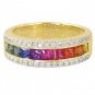 Rainbow Sapphire & Diamond Channel Set Ring 18K Yellow Gold (2.3ct tw) SKU: 1533-18K-YG