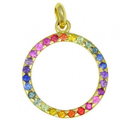 Rainbow Sapphire Eternity Pendant 14K Yellow Gold (1.2ct tw) SKU: 335-14K-YG
