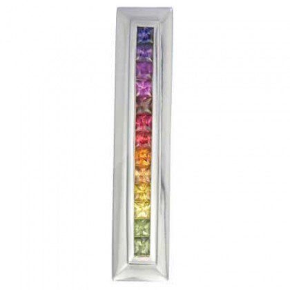 Rainbow Sapphire Line Pendant 14K White Gold (2ct tw) SKU: 664-14K-WG