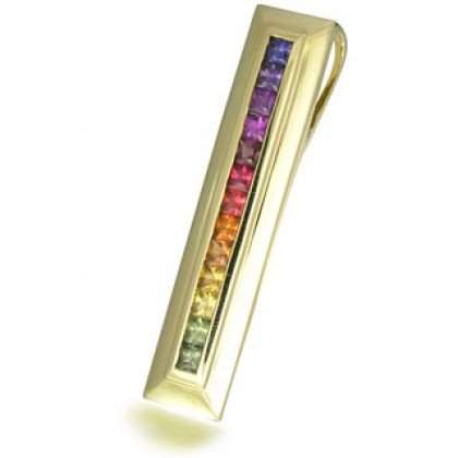 Rainbow Sapphire Line Pendant 18K Yellow Gold (2ct tw) SKU: 664-18K-YG