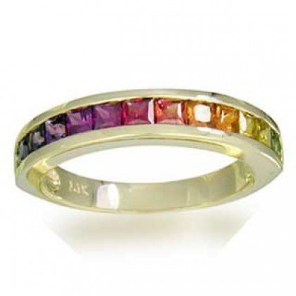 Rainbow Sapphire Half Eternity Band Ring 14K Yellow Gold (2ct tw) SKU: 663-14K-YG