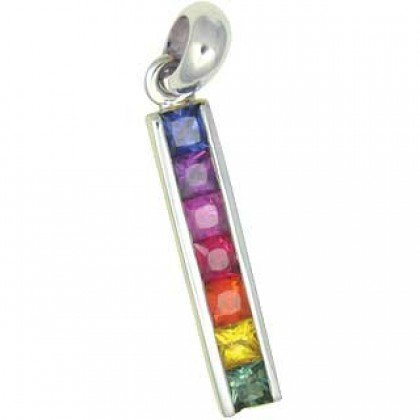 Rainbow Sapphire Long Bar Pendant 18K White Gold (1.3ct tw) SKU: 540-18K-WG