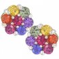 Rainbow Sapphire Earrings Flower Cluster 14K White Gold (2ct tw) SKU: 1617-14K-WG