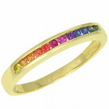 Rainbow Sapphire Half Eternity Band Ring 14K Yellow Gold (1/3ct tw) SKU: 890-14K-YG