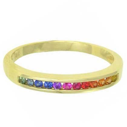 Rainbow Sapphire Half Eternity Band Ring 18K Yellow Gold (1/3ct tw) SKU: 890-18K-YG