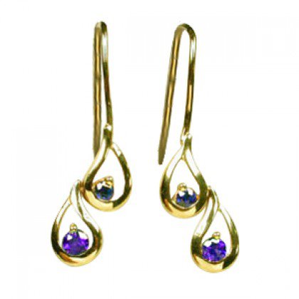 Rainbow Sapphire Journey Earrings 14K Yellow Gold (1/2ct tw) SKU: 393-14K-YG