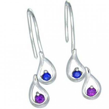 Rainbow Sapphire Journey Earrings 925 Sterling Silver (1/2ct tw) SKU: 393-925