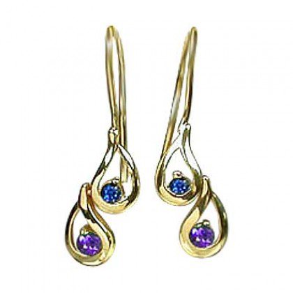 Rainbow Sapphire Journey Earrings 18K Yellow Gold (1/2ct tw) SKU: 393-18K-YG