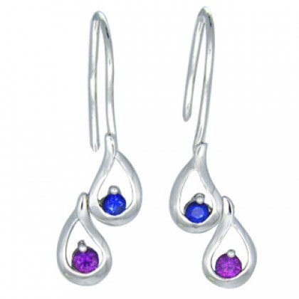 Rainbow Sapphire Journey Earrings 18K White Gold (1/2ct tw) SKU: 393-18K-WG