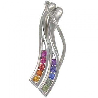 Rainbow Sapphire Slide Pendant 925 Sterling Silver (1/2ct tw) SKU: 1574-925