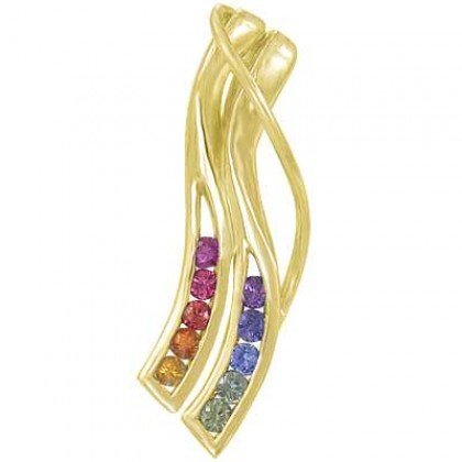 Rainbow Sapphire Slide Pendant 14K Yellow Gold (1/2ct tw) SKU: 1574-14K-YG