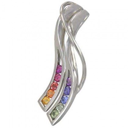 Rainbow Sapphire Slide Pendant 18K White Gold (1/2ct tw) SKU: 1574-18K-WG