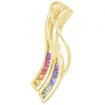 Rainbow Sapphire Slide Pendant 18K Yellow Gold (1/2ct tw) SKU: 1574-18K-YG