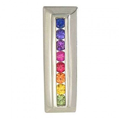 Rainbow Sapphire Line Pendant 925 Sterling Silver (1.2ct tw) SKU: 390-925