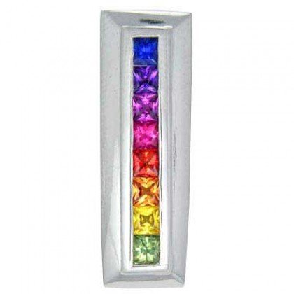 Rainbow Sapphire Line Pendant 14K White Gold (1.2ct tw) SKU: 390-14K-WG