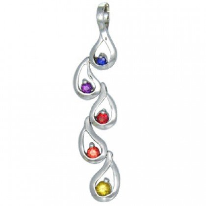 Rainbow Sapphire Journey Pendant 925 Sterling Silver (1/2ct tw) SKU: 392-925