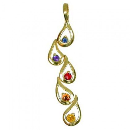 Rainbow Sapphire Journey Pendant 14K Yellow Gold (1/2ct tw) SKU: 392-14K-YG