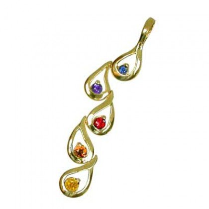 Rainbow Sapphire Journey Pendant 18K Yellow Gold (1/2ct tw) SKU: 392-18K-YG