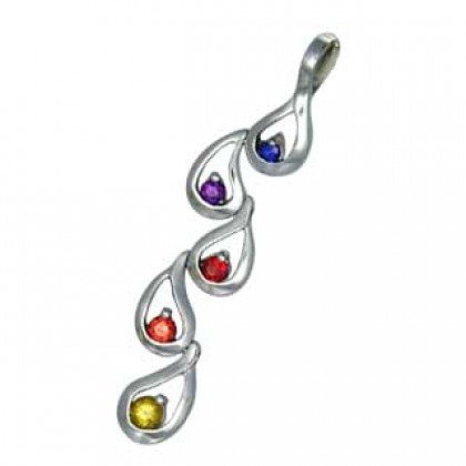 Rainbow Sapphire Journey Pendant 18K White Gold (1/2ct tw) SKU: 392-18K-WG